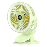 Ventilador Recargable Usb Con Clip Luz Led, Ventilador Po