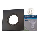 Spot Embutir Pvc Cuadrado Negro + Dicroica 7w 35° Fría X2