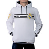 Buzo Hoodie Blanco En Algodón Perchado Real Madrid Fan