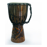 Djembe De Madera Tallada De 50 Cm. De Alto