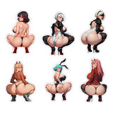 6 Pegatinas Stickers Anime Sexy Waifu Vinil Reflejante