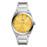 Reloj Hombre Fossil Fs5985 Everett Color De La Correa Plateado Color Del Bisel Plateado Color Del Fondo Amarillo