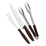 Kit Churrasco Tramontina Plenus 3 Peças Marrom Aço Inox