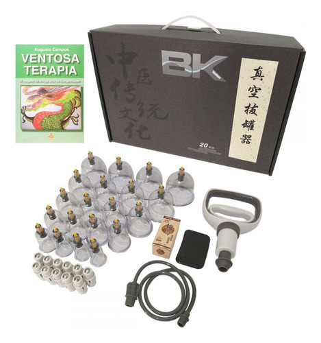 Kit Ventosa 20 Copos Bk Com Livro Ventosaterapia