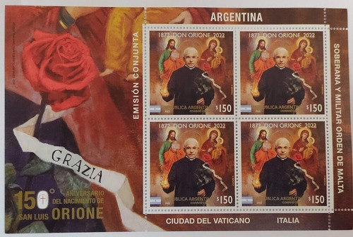 2022 Aniv Nacimiento Don Orione- Argentina (bloque) Mint