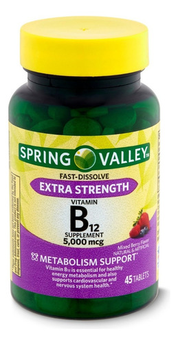 Vitamina B12 Sublingual Extra Fuerza 5,000mcg (45 Tabletas) Sabor S/n
