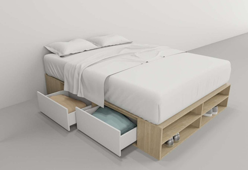 Box De Cama Base Somier Con Cajonera 1.40