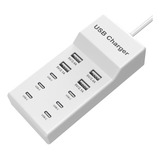 Cargador Usb C, Estación De Carga Usb De 10 Puertos Con 6 Pu