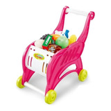 Juego Carrito Supermercado Con Accesorios Rosa