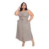 Conjunto Feminino Saia+blusa Plus Size Moda Evangélica 48/56