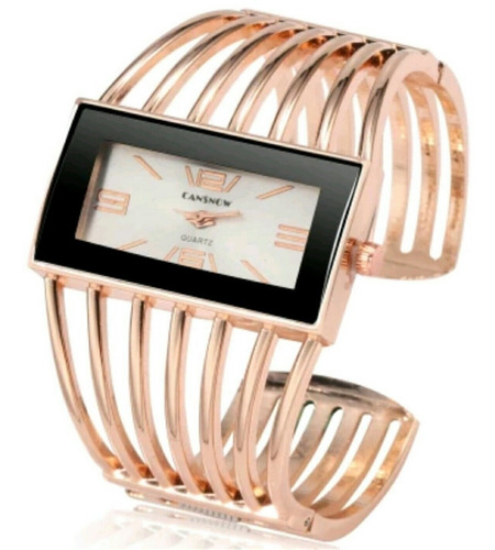 Relógio Dourado Feminino Bracelete Promoção Analógico Barato