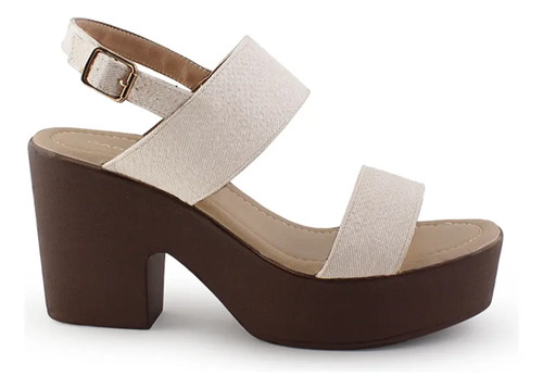 Zapatilla Casual Moda Tacon Ancho Doble Tira Mujer Formal