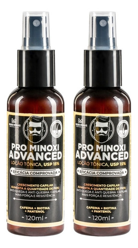 Kit 2 Un Pro Minoxi Blend Antifalha Crescimento Barba Cabelo