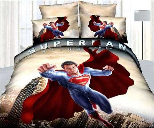 Cubrelecho Acolchado Cama Sencilla Superman 