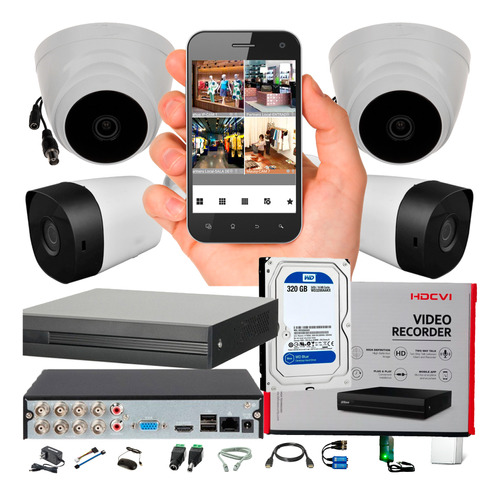 Cámaras De Seguridad Kit 1080p Dahua Dvr 8ch + 4 Cám + Disco