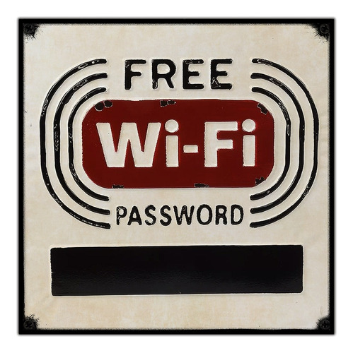 #194- Cuadro Vintage 30 X 30 Cm / Cartel Free Wifi No Chapa