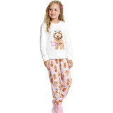 Pijama Infantil Longo Feminino Estampado De Algodão