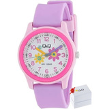 Reloj De Niña Qq Rosa Moda Infantil De Números Y Manecillas