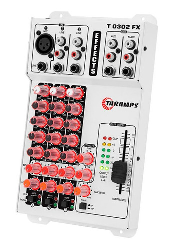 Mesa De Som Taramps T 0302 Fx 3 Canais Efeito Echo Vermelho