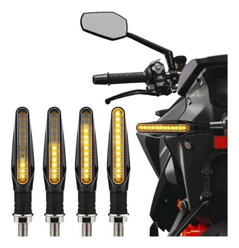 Juego 4 Faros Luz De Giro Secuencial Led Ambar Para Moto 