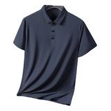 Polo De Hombre De Manga Corta Ice Silk Sin Arrugas