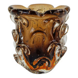 Vaso De Murano São Marcos - Vaso Marrom Para Flores 17cm