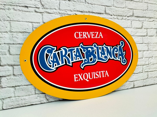 Vintage Cerveza Carta Blanca Letrero De Metal Estilo Antiguo