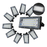 Paquete 10 Super Reflectores Led 50w Lupa Exterior Luz Led