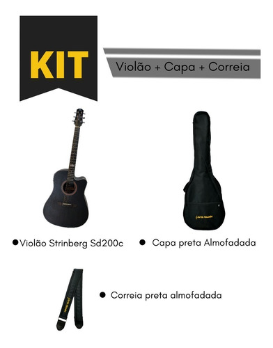 Kit Violão Elétrico Strinberg Sd200c Tos + Capa + Correia