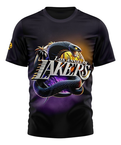 Remera Basquet Kapho Lakers Black Logo Snake Niños