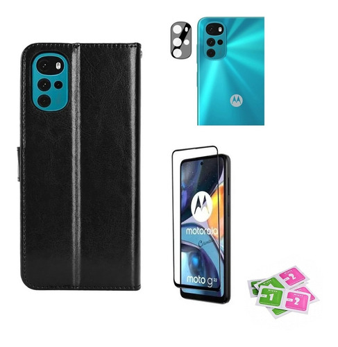 Capa Capinha Carteira P/ Moto G22 + Película 3d + Pel Câmera