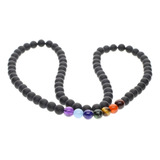 Amorwing Onyx 7 Chakra Stone Beaded Wrap Pulsera Collar