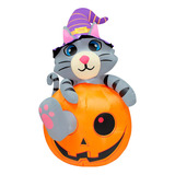 Inflable Halloween Gato Calabaza Con Luz Decorativo 1.80mts