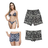 Kit Casal Praia - Biquíni Ripple E Short Ele E Ela E Sunga