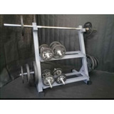 Rack Para Mancuernas Con Soporte Para Discos Y Barra