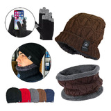 Kit Frio Touca Gorro + Luva Touch Celular + Cachecol Echarpe