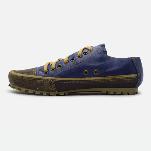 Zapatilla Urbana De Cuero Hombre Rolling Azul