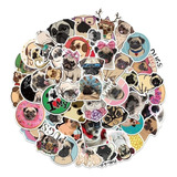 Perro Pug Kawaii - Set De 50 Stickers / Calcomanias