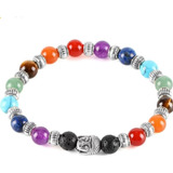 Pulsera Yoga 7 Chakras 8 Mm Buda Piedras Naturales Unisex