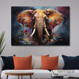 Cuadro Elefante Colores Canvas Elegante Sala Animal22 130x90