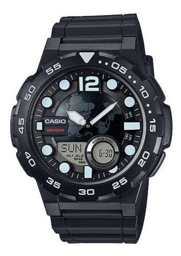 Reloj Casio Youth Dig Ana Wt Crono Original Time Square Color De La Correa Negro/azul Claro