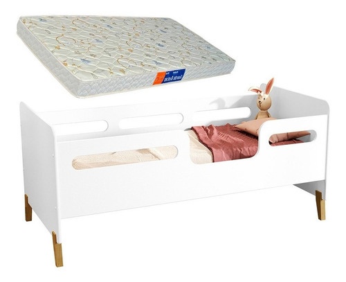 Mini Cama Infantil Cecilia Com Colchão Cor Branco