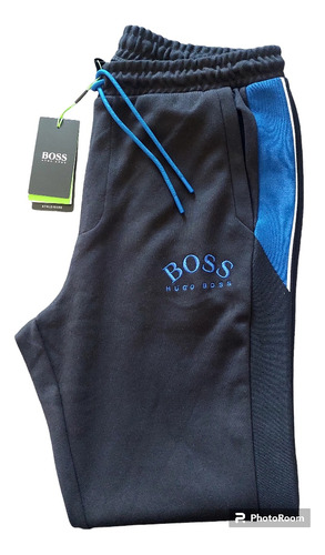 Cómodo Pants Tipo Jogger Hugo Boss Negro Con Azul Xl Y Xxl