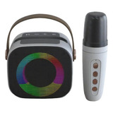 Mini Altavoz Karaoke Bd108 Bluetooth Luces Led V5.3 Portátil Color Blanco