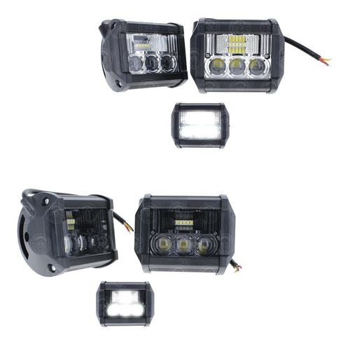 Par Faros 8 Led  Lupa Dual Dually Auxiliar Jeep 4x4 Estrobo