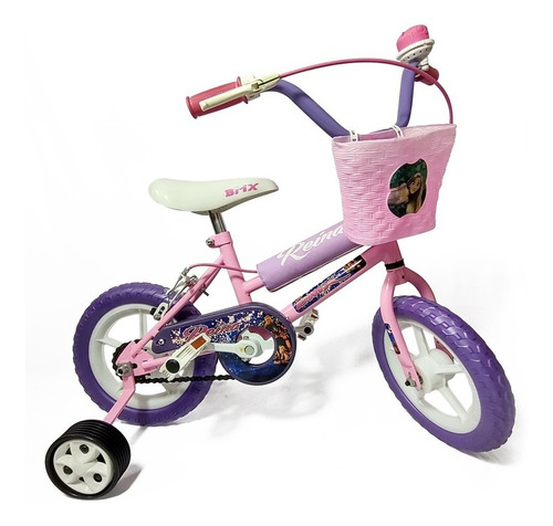 Bmx Infantil Zambito Rodado 12 Nena S Freno V-brakes Color Rosa/violeta Con Ruedas De Entrenamiento  