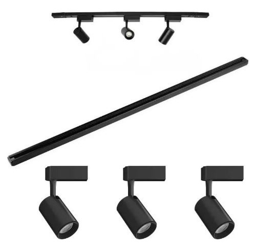 Kit Trilho Eletrificado 1,5m + 7 Spots Led 15w Branco/preto