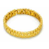 Pulsera Gruesa Unisex Bañada En Oro 21 Cms