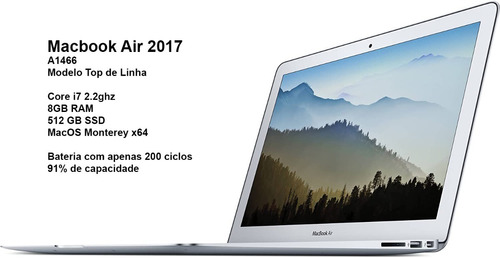 Apple Macbook Air 2017 Corei7 / 8gb / 512gb Ssd Top De Linha