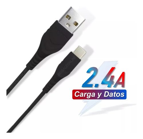 Cable Usb Tipo C Cargador O Datos Celular Reforzado 2.4 A